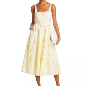 WAYF Desi Corset Midi Dress, Yellow floral, Size- S
